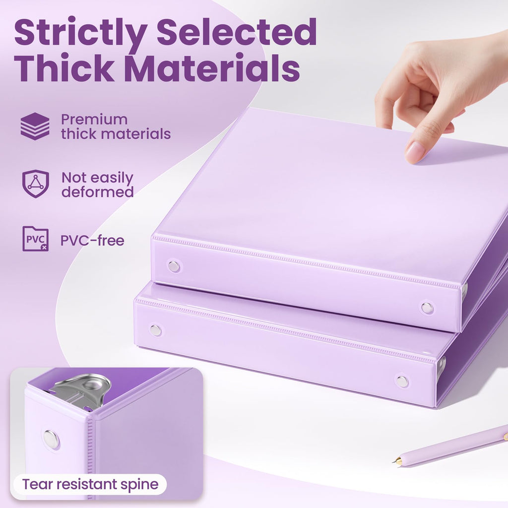SUNEE 3 Ring Binder 1 Inch 4 Pack, Clear View 1" Binders Three Ring PVC-Free (Fit 8.5x11 Inches) for School or Office Supplies, Assorted Pastel