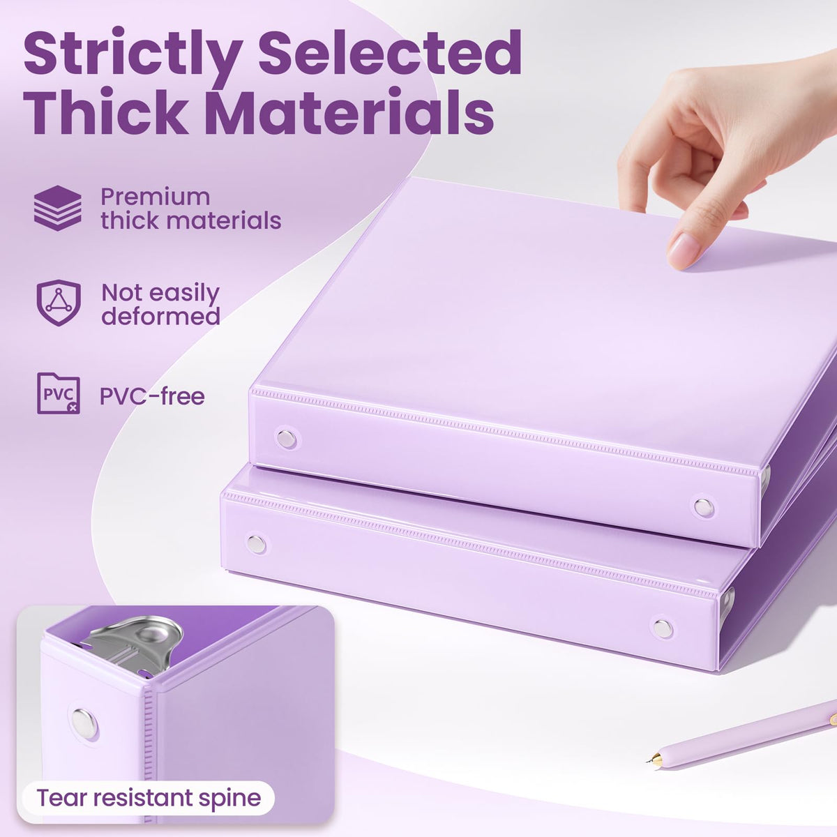 SUNEE 3 Ring Binder 1 Inch 4 Pack, Clear View 1" Binders Three Ring PVC-Free (Fit 8.5x11 Inches) for School or Office Supplies, Assorted Pastel