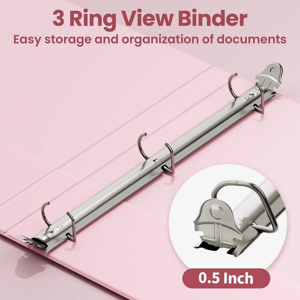 SUNEE 3 Ring Binder 1 Inch 4 Pack, Clear View 1" Binders Three Ring PVC-Free (Fit 8.5x11 Inches) for School or Office Supplies, Assorted Pastel