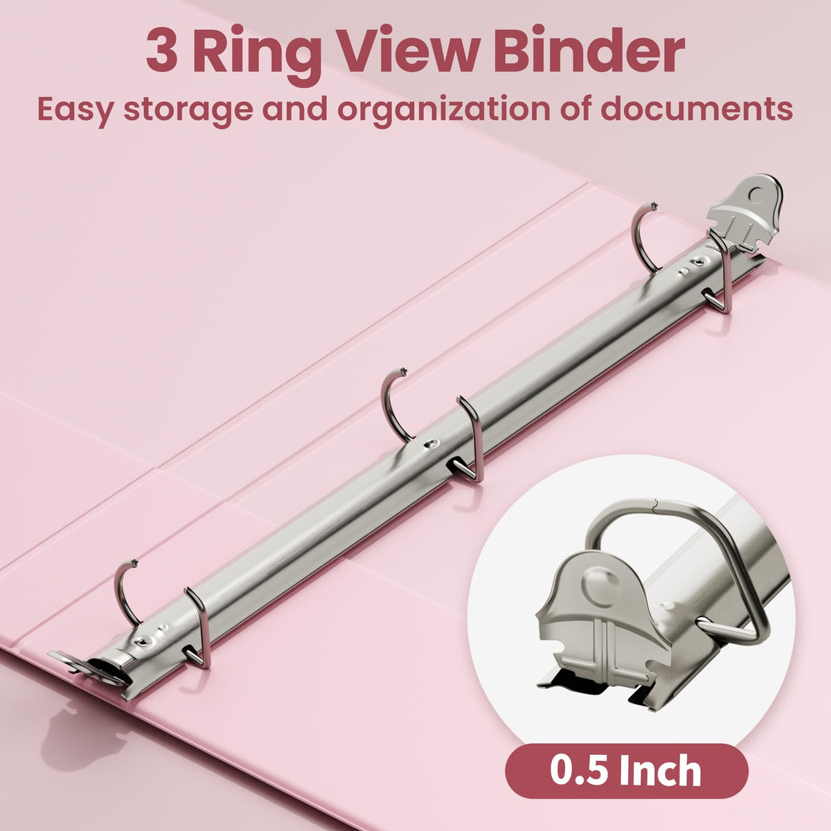 SUNEE 3 Ring Binder 1 Inch 4 Pack, Clear View 1" Binders Three Ring PVC-Free (Fit 8.5x11 Inches) for School or Office Supplies, Assorted Pastel