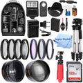58mm Accessory Bundle for Canon EOS Rebel T7, T6, T5, T3, T100, 4000D, 2000D, 3000D and More with 128GB SanDisk Memory Card, Wide Angle Lens, Telephoto Lens, Tripod, Backpack W/Inspire Digital Cloth