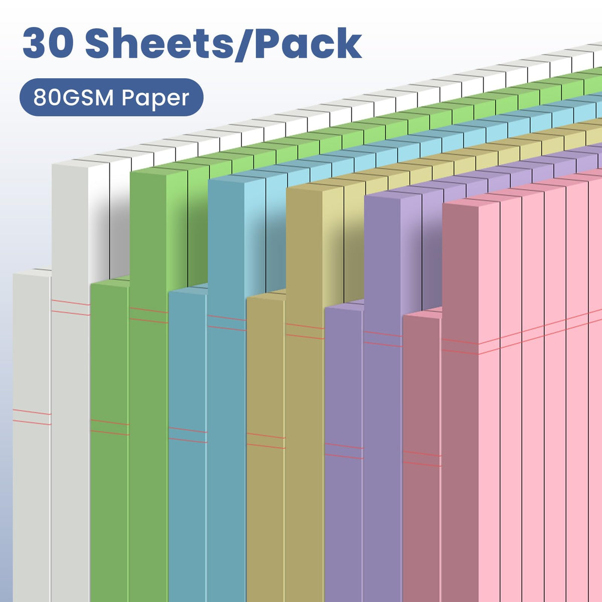 6 Pack Notepads 5x8, Color, Small Legal Pads, Perforated Notebook
