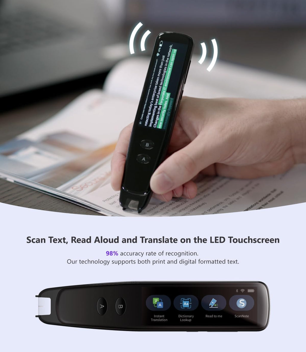 PenPower WorldPenScan Go - Translation Pen with Scanning, Reading, Audio Recording, Live Interpretation, and AI Reading Buddy for Kids