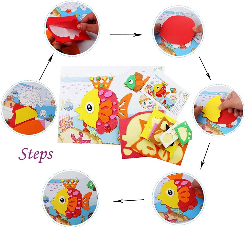 20 Pcs Foam Stickers Mosaic Sticker Art Kits for Kids,DIY Cartoon Animal Painting Stickers Class Drawing Sticker Puzzle Art Craft Kit for Girls Boys Preschool Activities Early Learning Games