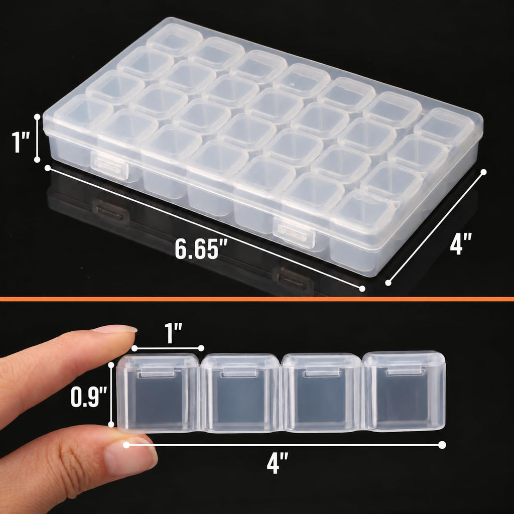 Mr. Pen- Bead Storage Containers, 28 Grids, 2 Pack, Clear White