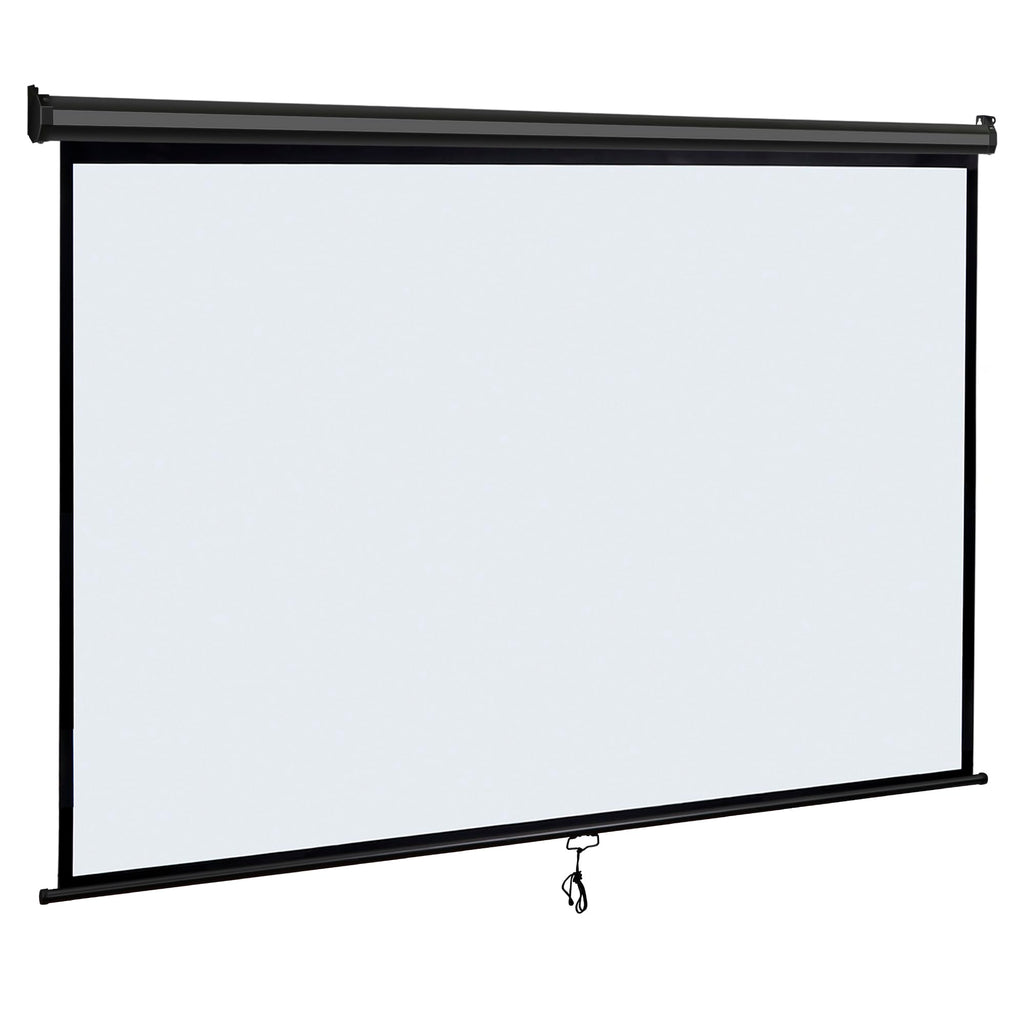 80 Inch Projection Screen, Outdoor Indoor 16:9 HD Foldable Manual Pull Down Projector Screen for Movie Home Backyard Theater Cinema Office Video Game, White