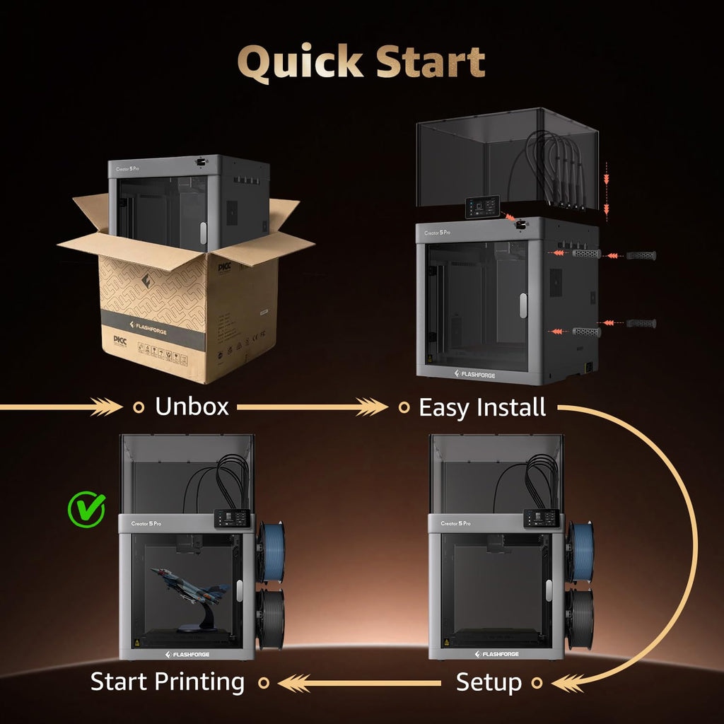 Flashforge Adventurer 5M 3D Printer for Beginners, 600mm/s Fast Printing, Direct Drive (280°C), Auto-Leveling, 8.7"x8.7"x8.7" PEI Build Plate - Ideal for Home, School & Makers