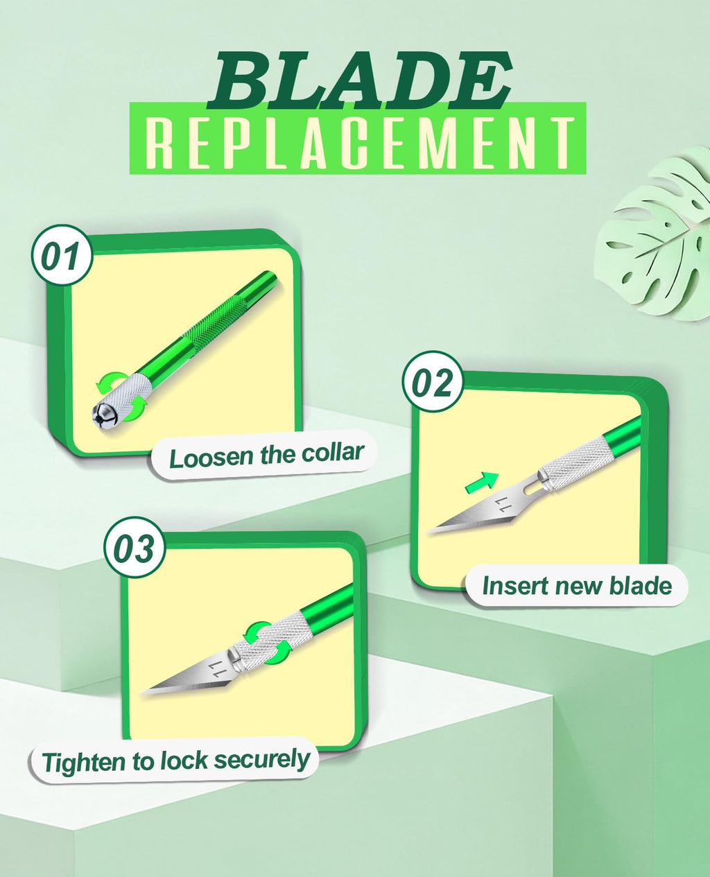 DIYSELF Craft Hobby Knife Set with 10 Extra #11 Blades, 6-Inch Metal Ruler