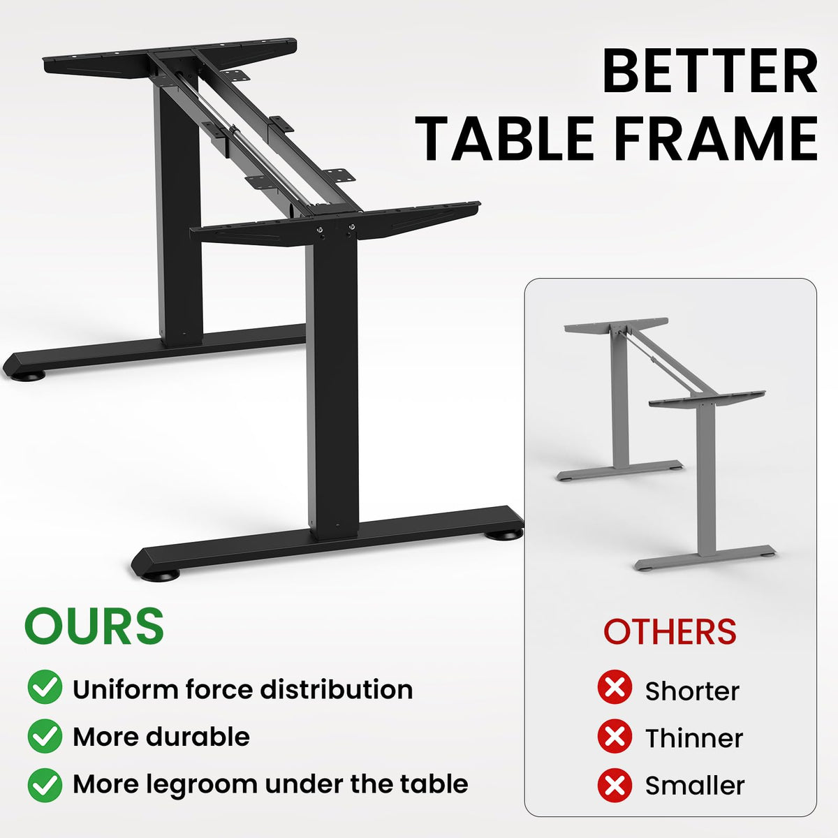 Veken 63"x28" Wider Large Standing Desk, Electric Height Adjustable, Brown