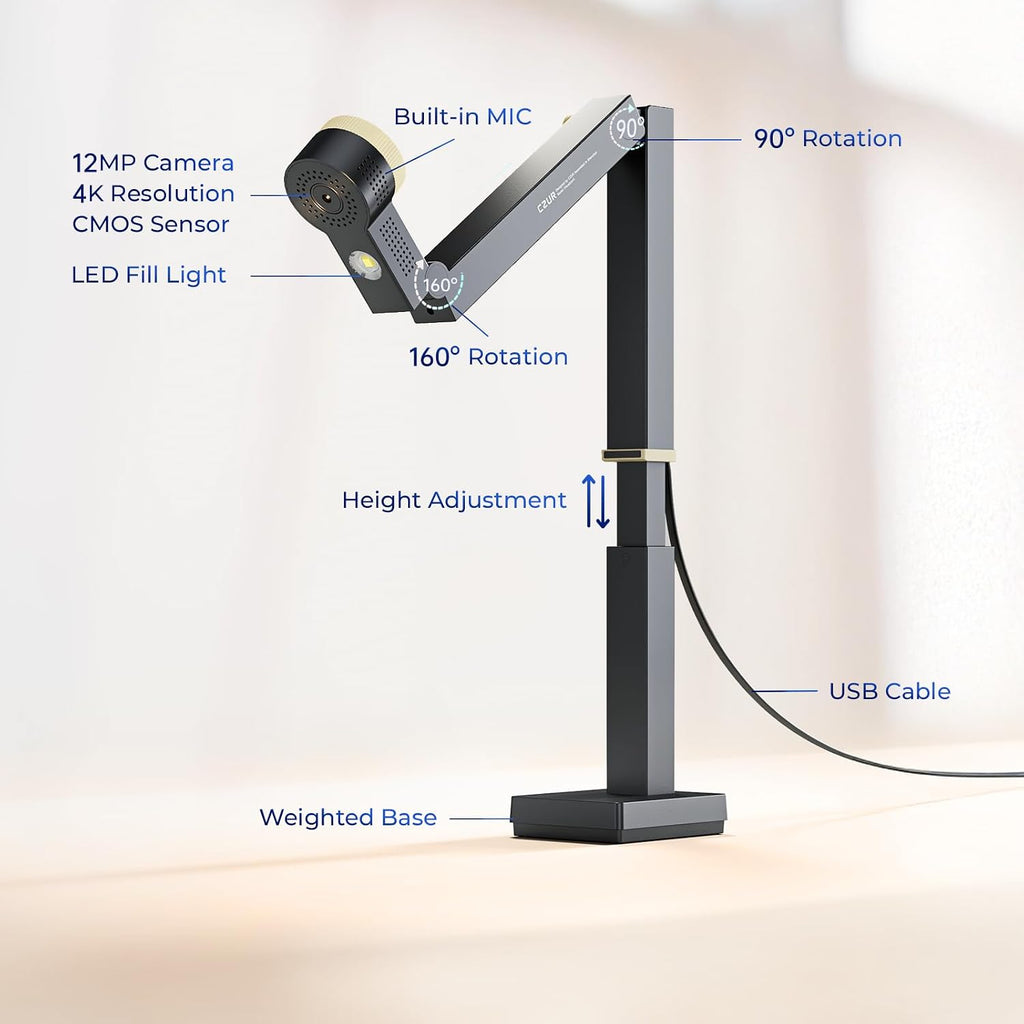 CZUR Fancy S Pro 12MP USB Document Camera - Black
