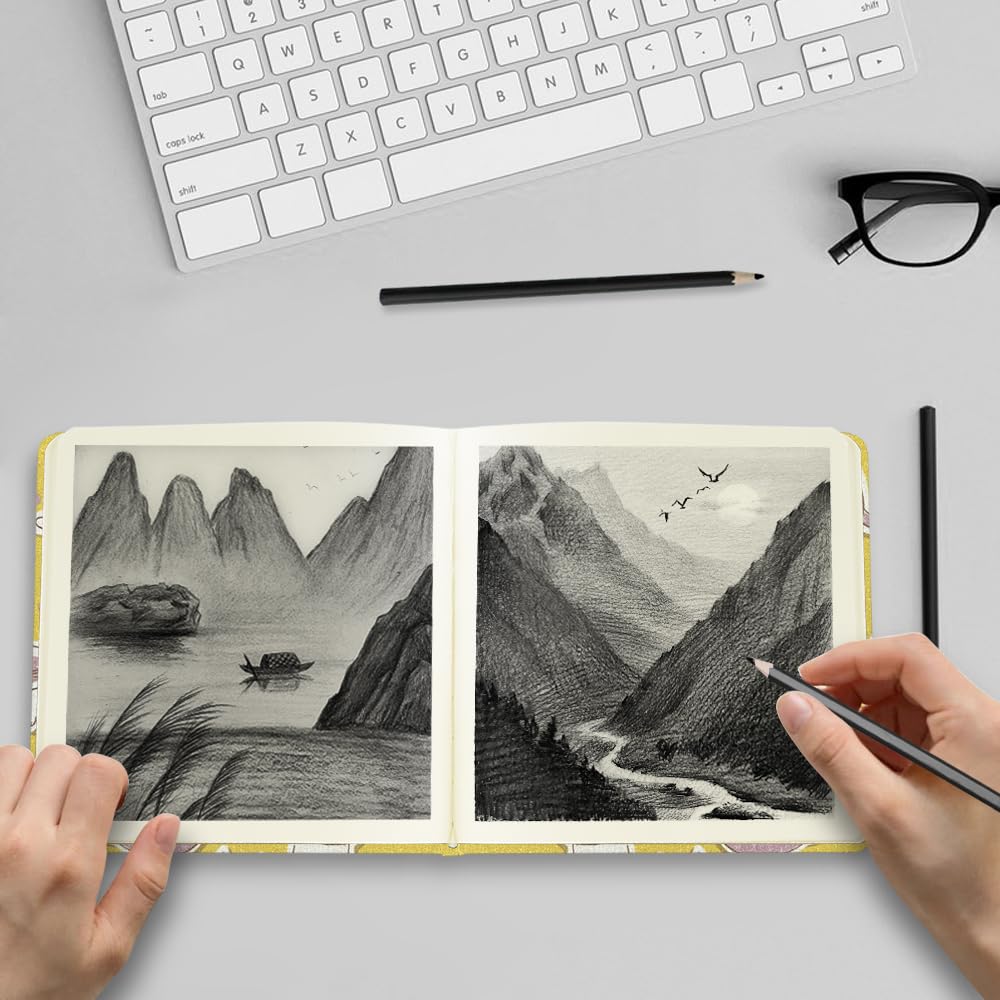 E-WEICHEN Hardcover Art Sketchbook – 100 Pages, 80 GSM Acid-Free Paper | PU Leather & Cloth Cover Options