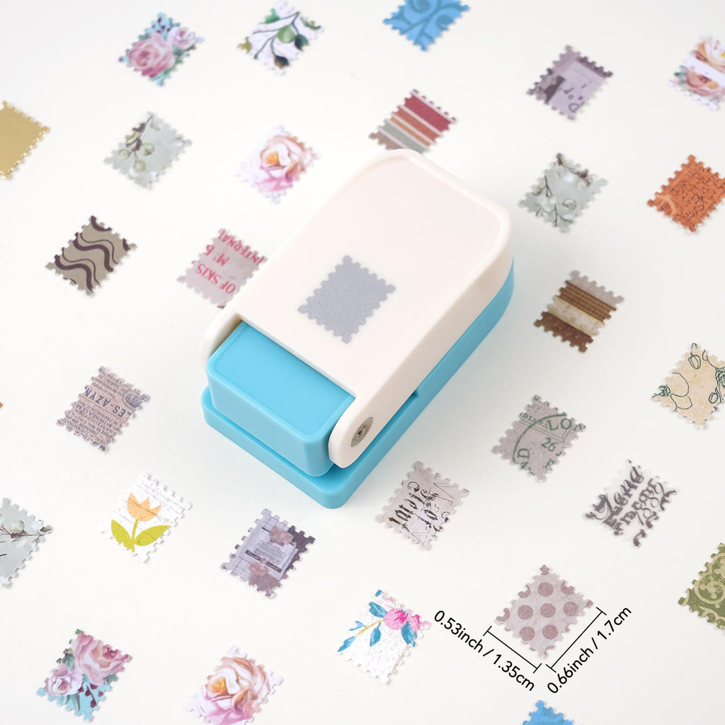 Stamp Puncher 1inch Square Postage Stamp Punch |Stamp Hole Puncher| Scalloped Rectangle Lever Action Paper Punches for Crafting Scrapbooking DIY Card Making Arts Crafts Supplies