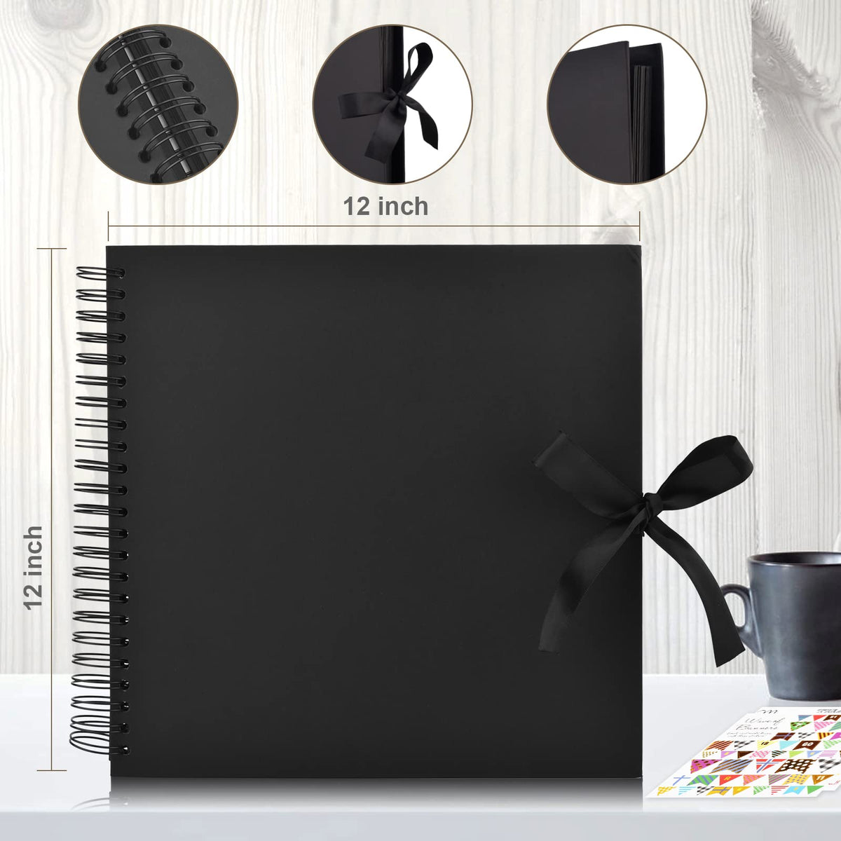 Gotideal 80 Pages Scrapbook Album with 10 Metallic Markers, Black
