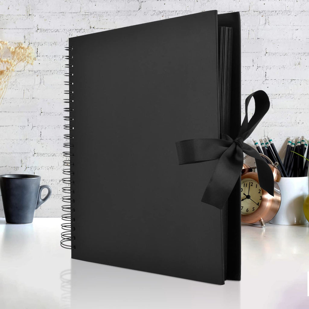 Gotideal 80 Pages Scrapbook Album with 10 Metallic Markers, Black