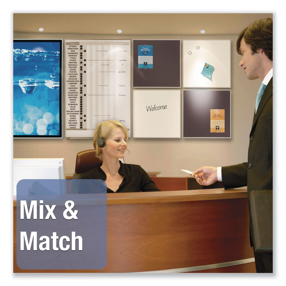 Quartet Matrix Magnetic Boards, Painted Steel, 23 x 23, White, Aluminum Frame