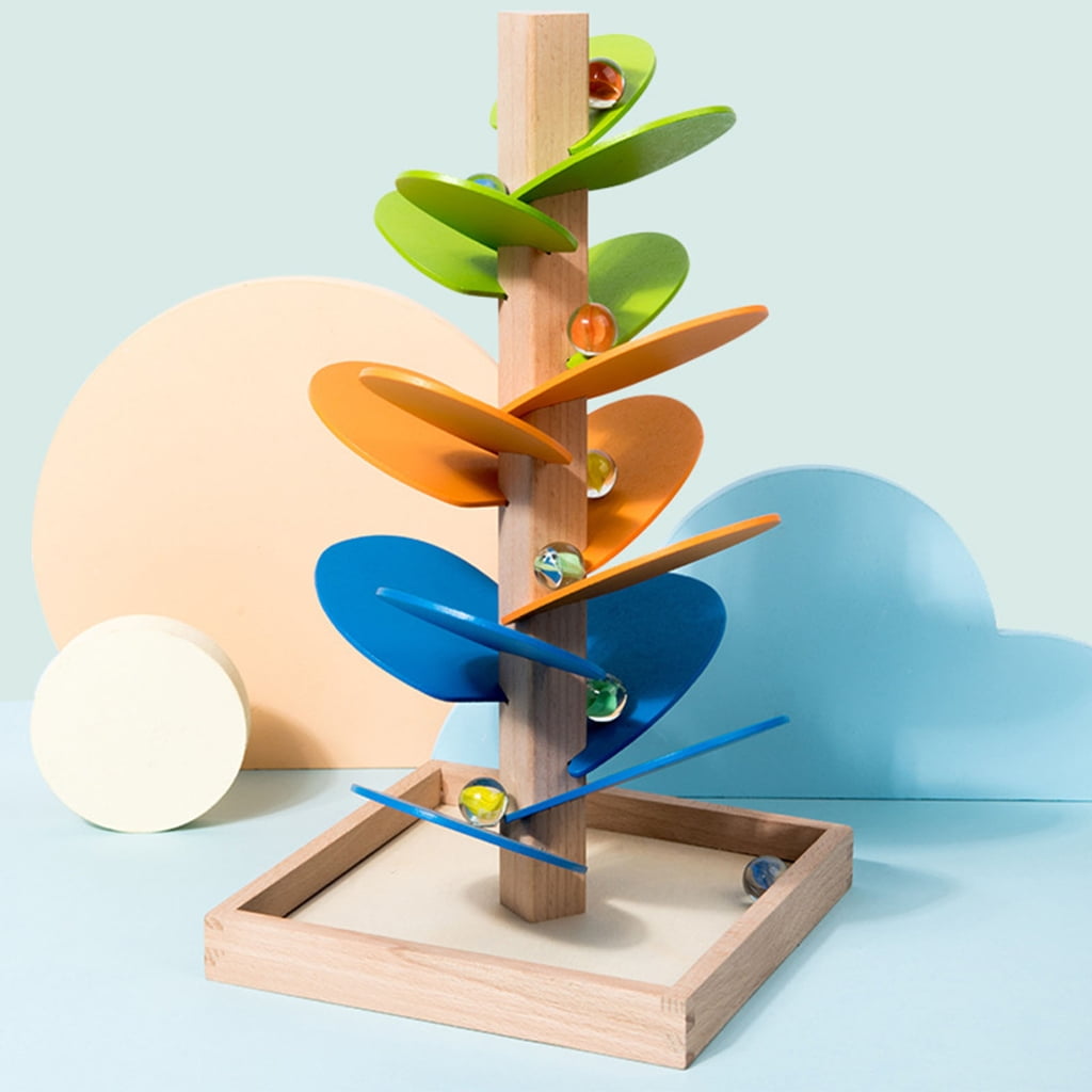 lanema Rainbow Music Tree Toy Wooden Ball Drop For Kids Educational Le