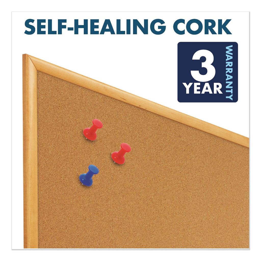Quartet Bulletin/Dry-Erase Board, Melamine/Cork, 48 x 36, White/Brown, Oak Finish Frame