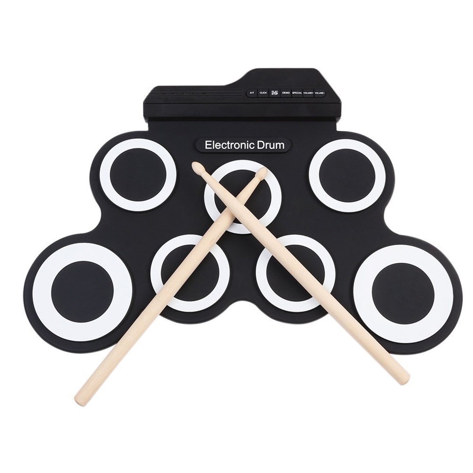 Electronic Drum Set, 9-Drum Practice Pad with Headphone Jack, Roll-up