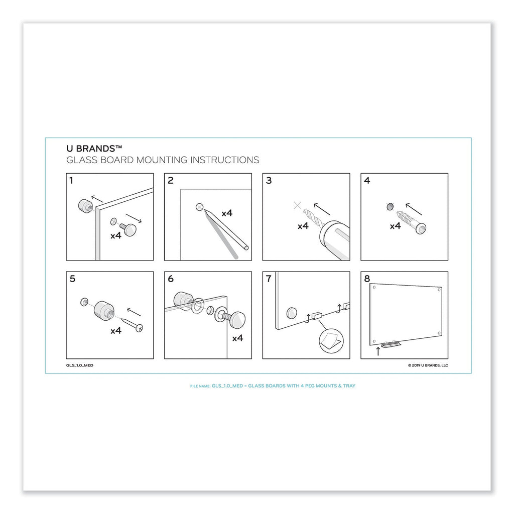 U Brands Magnetic Glass Dry Erase Board Value Pack, 36 x 36, White