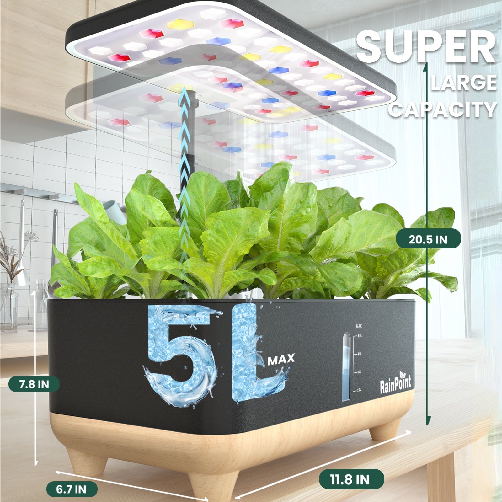 RainPoint 5L Smart Hydroponics System, Indoor Growing Kit 13 Pods