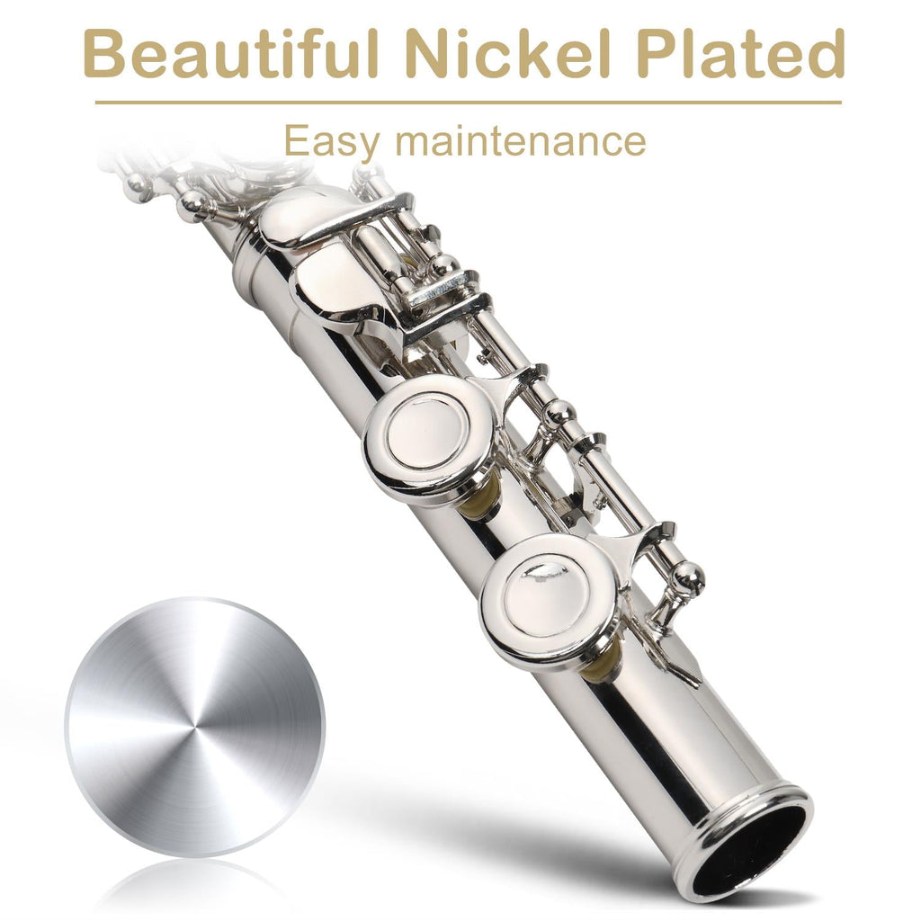 UBesGoo Concert Silver Nickel Plated C Closed Hole Concert Band Flute