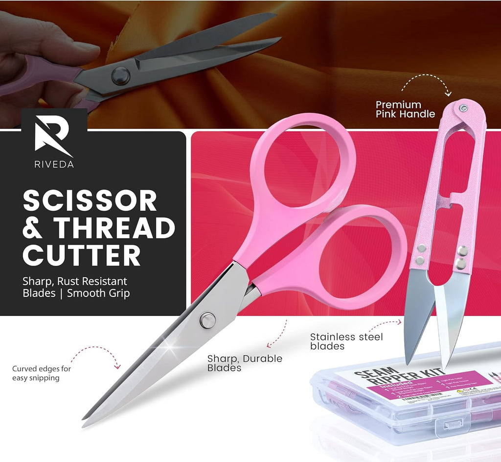 Plastic Seam Ripper Fabric Ripper Kit 7 Pcs - 1 Large, 1 Ergonomic, 2