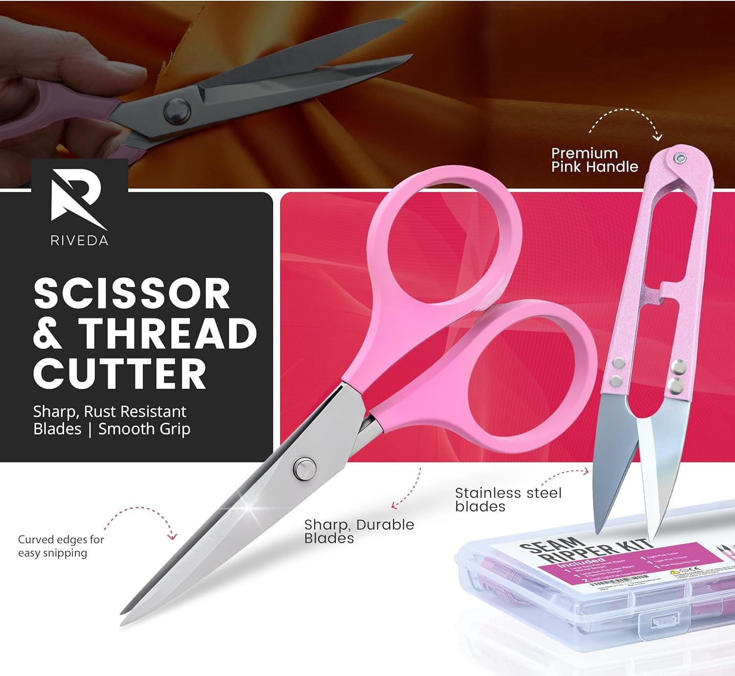 Plastic Seam Ripper Fabric Ripper Kit 7 Pcs - 1 Large, 1 Ergonomic, 2
