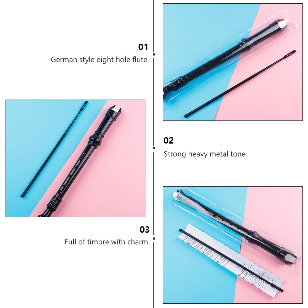 WHAMVOX 8-Hole Black Recorder Flute for Kids and Students - Beginner M