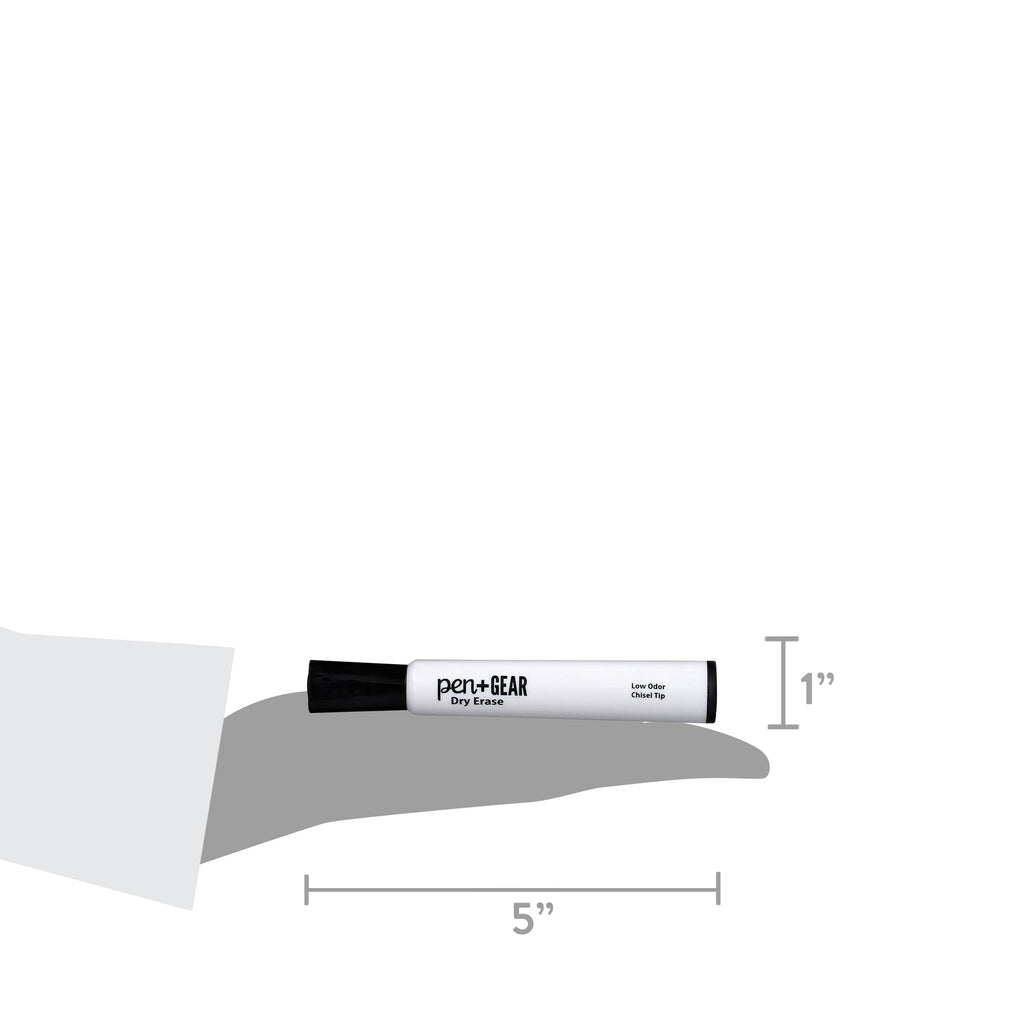 Pen+Gear Dry Erase Markers, Chisel Tip, Black, 4 Count