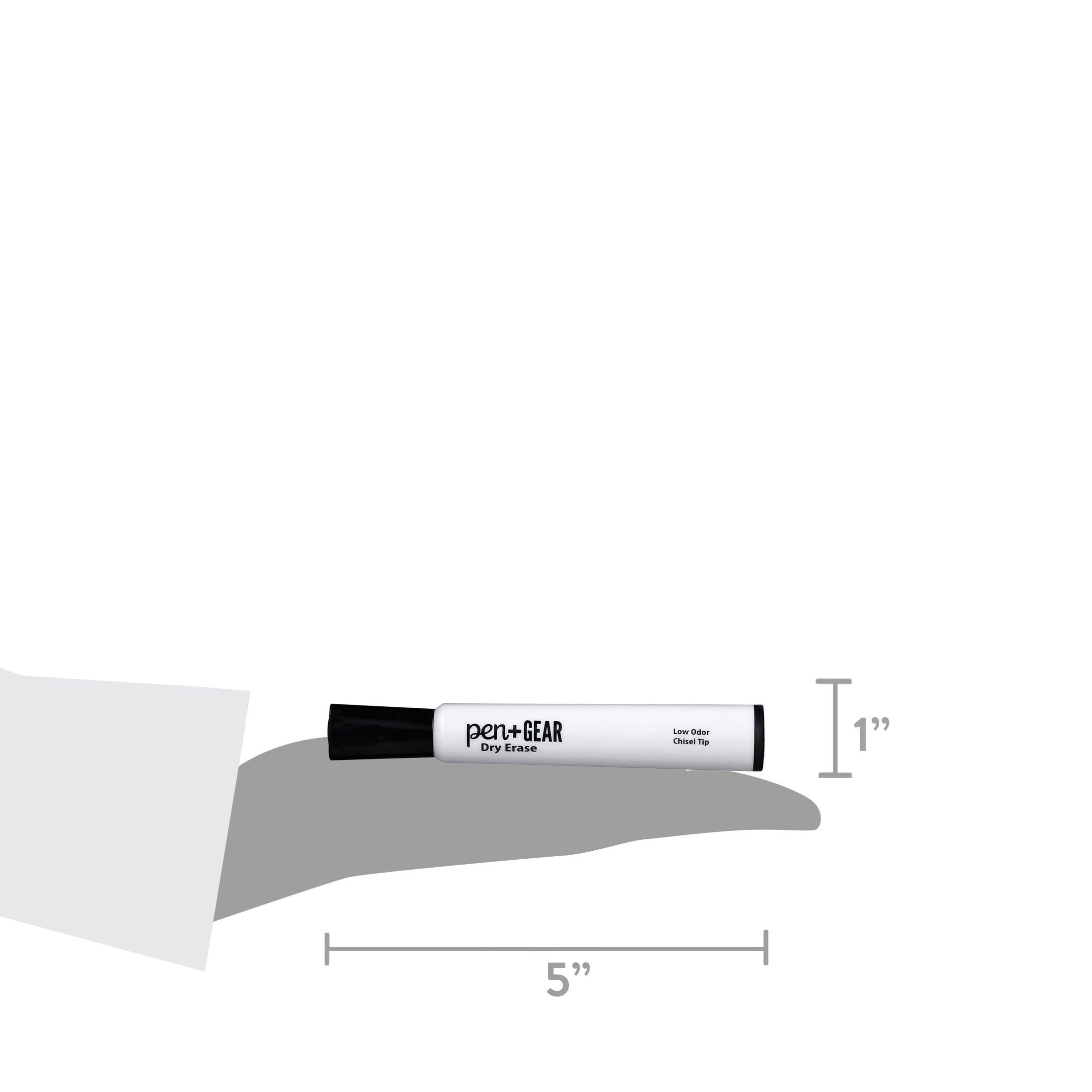 Pen+Gear Dry Erase Markers, Chisel Tip, Black, 4 Count