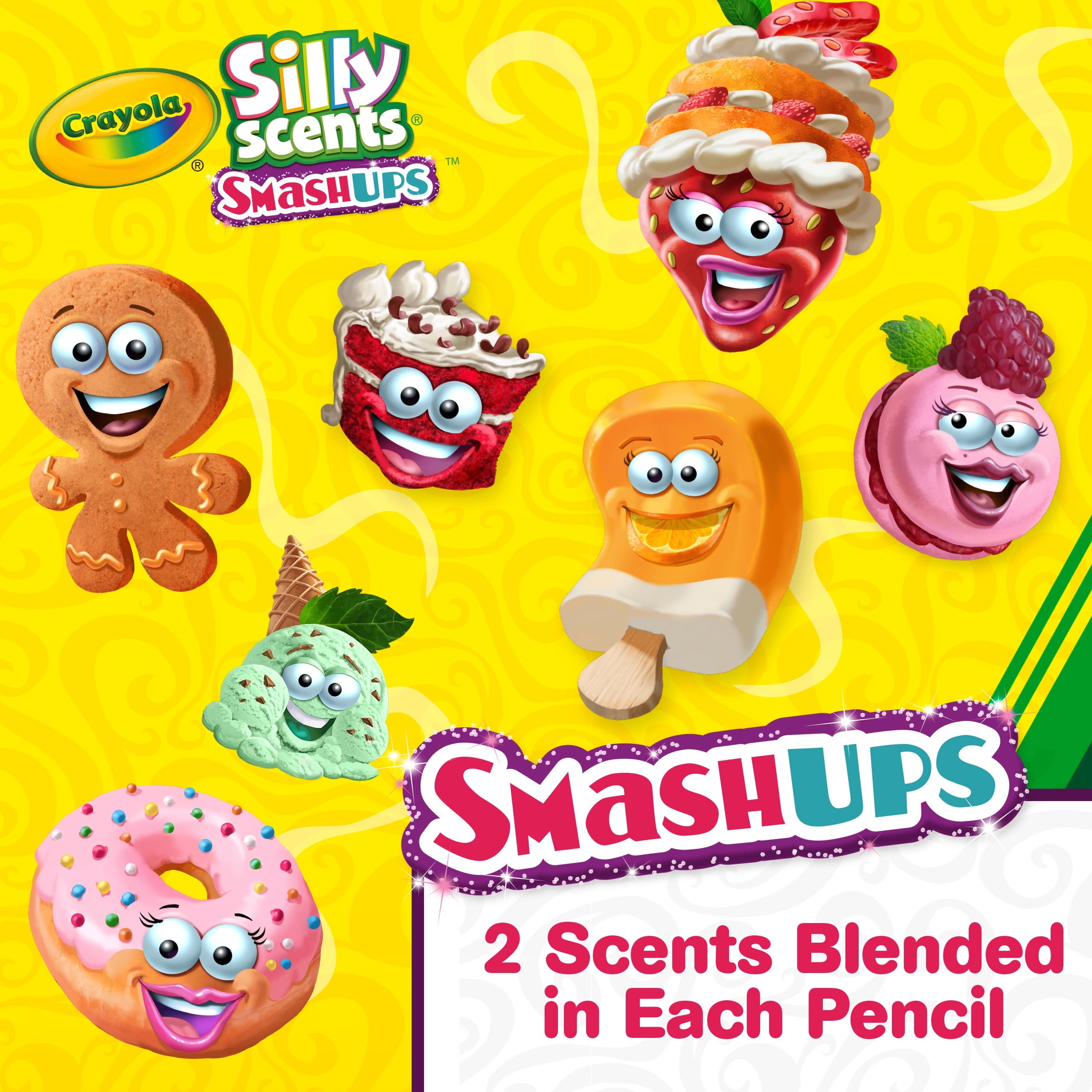 Crayola Silly Scents Smash Ups Colored Pencils, 12 Count, Back to Scho