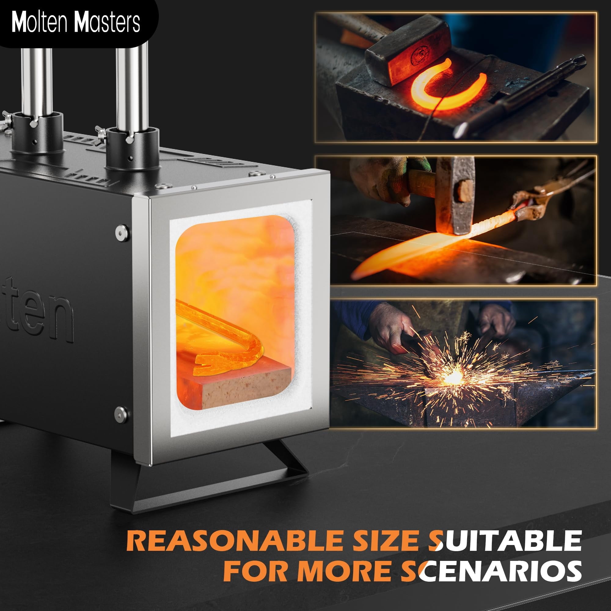 MMasters Portable Propane Forge, 2-Burner 2600°F Blacksmithing Forge