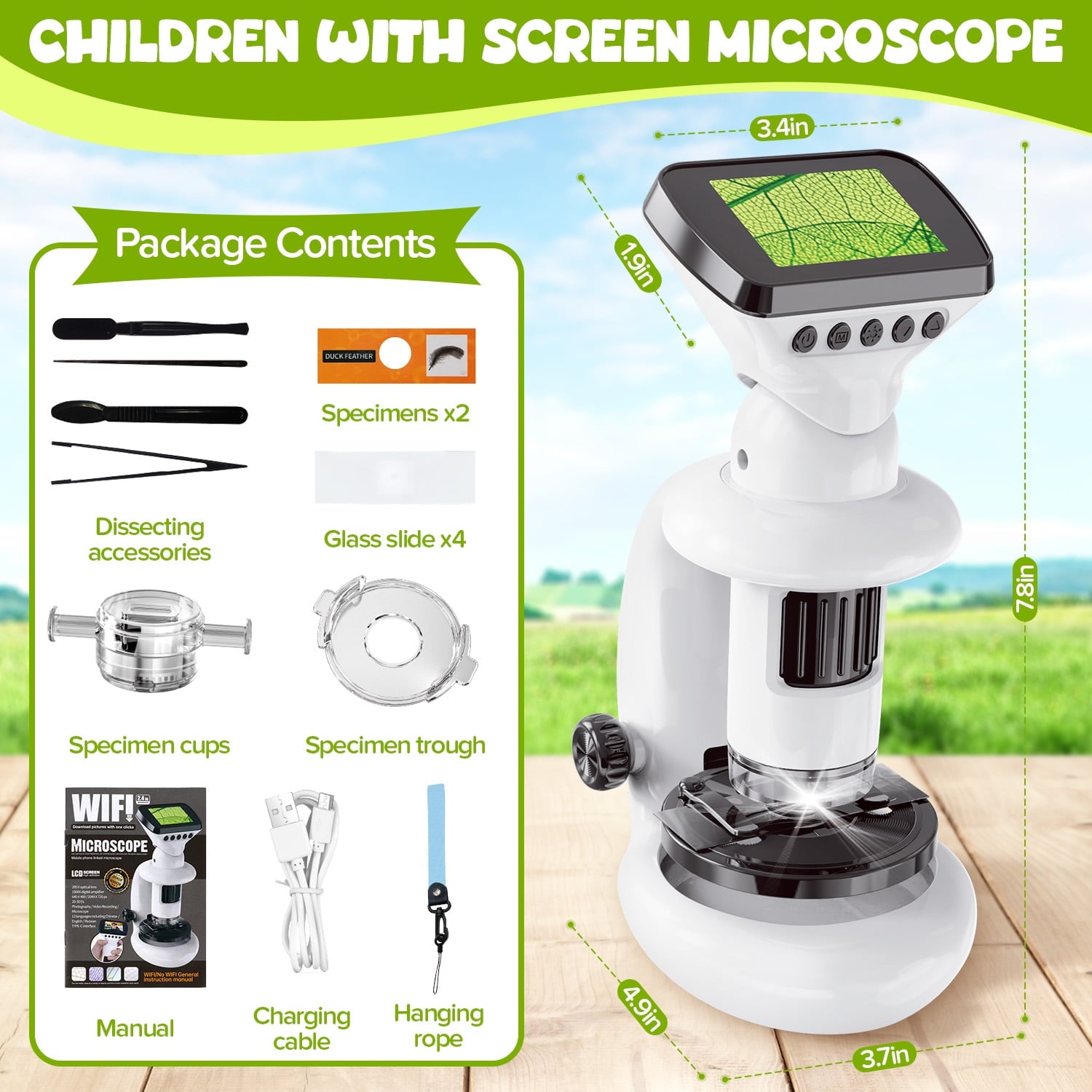 UUSUOO Microscope for Kids,Beginner STEM Microscope Kit,Educational To