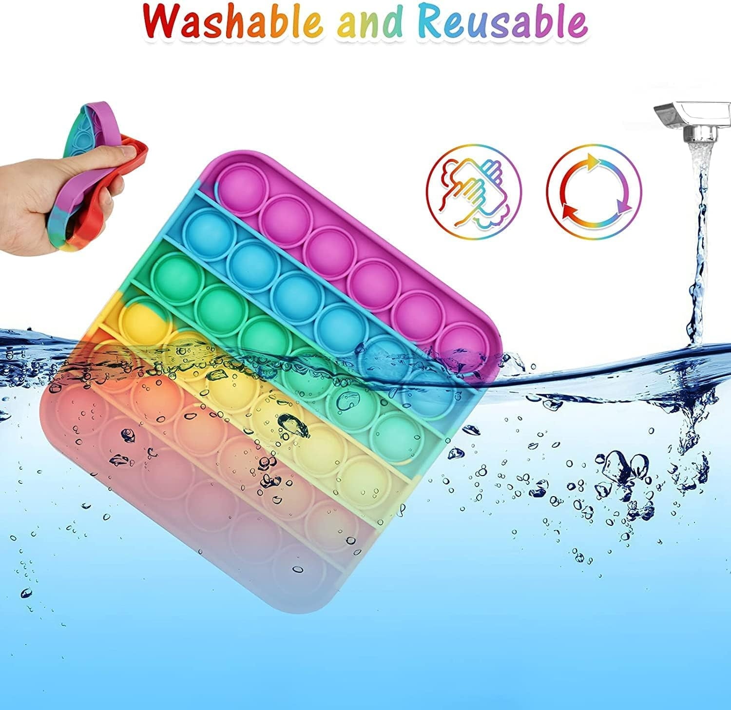 Q&Q Basics 3 Pop Push Fidget Toy, Bubble It Sensory Stress Ball, Multi