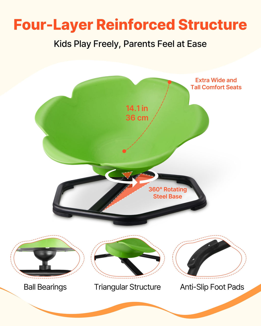 Kids Swivel Chair - green, 220lbs Capacity