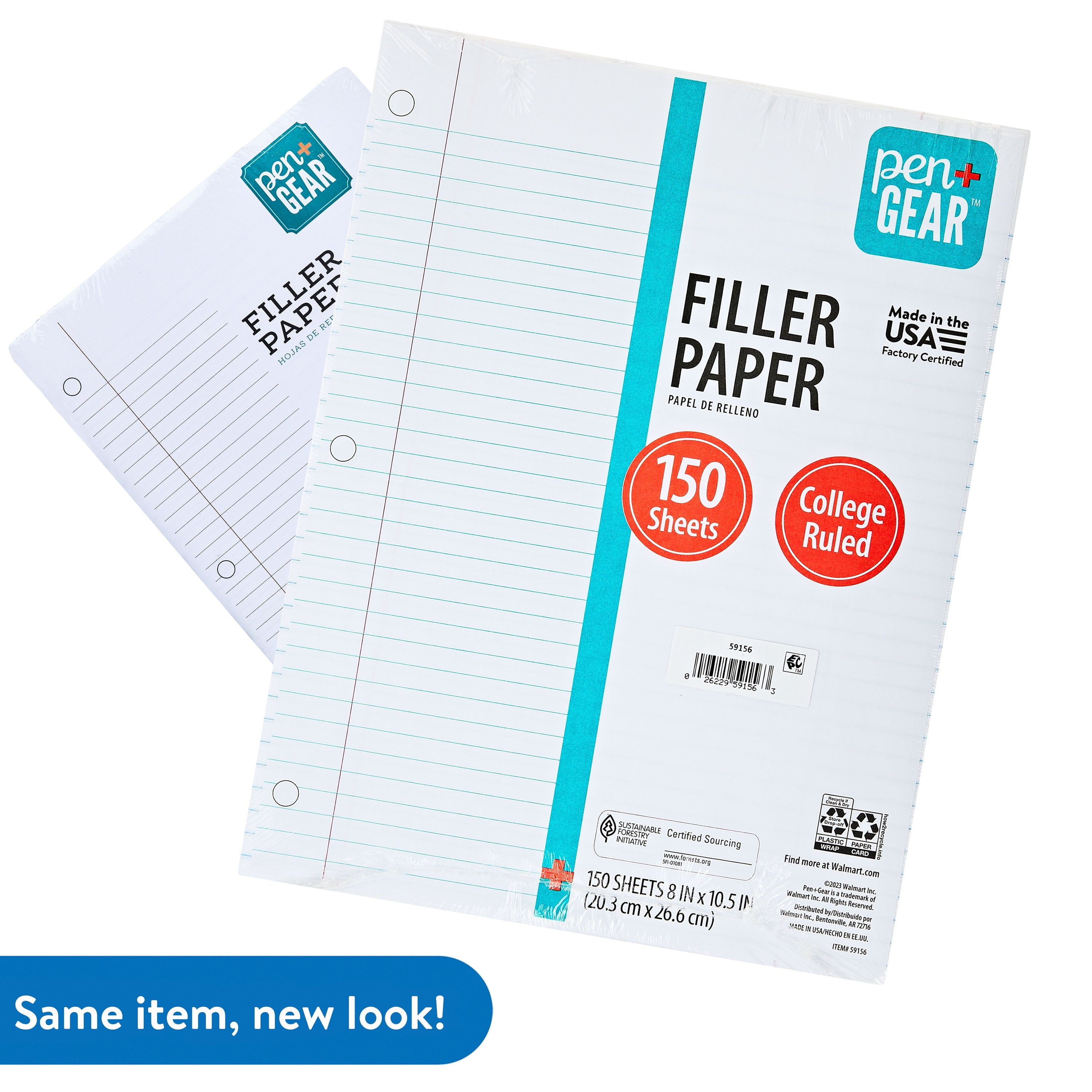 Pen+Gear College Ruled Filler Paper, 10.5" x 8", 150 Sheets (59156)