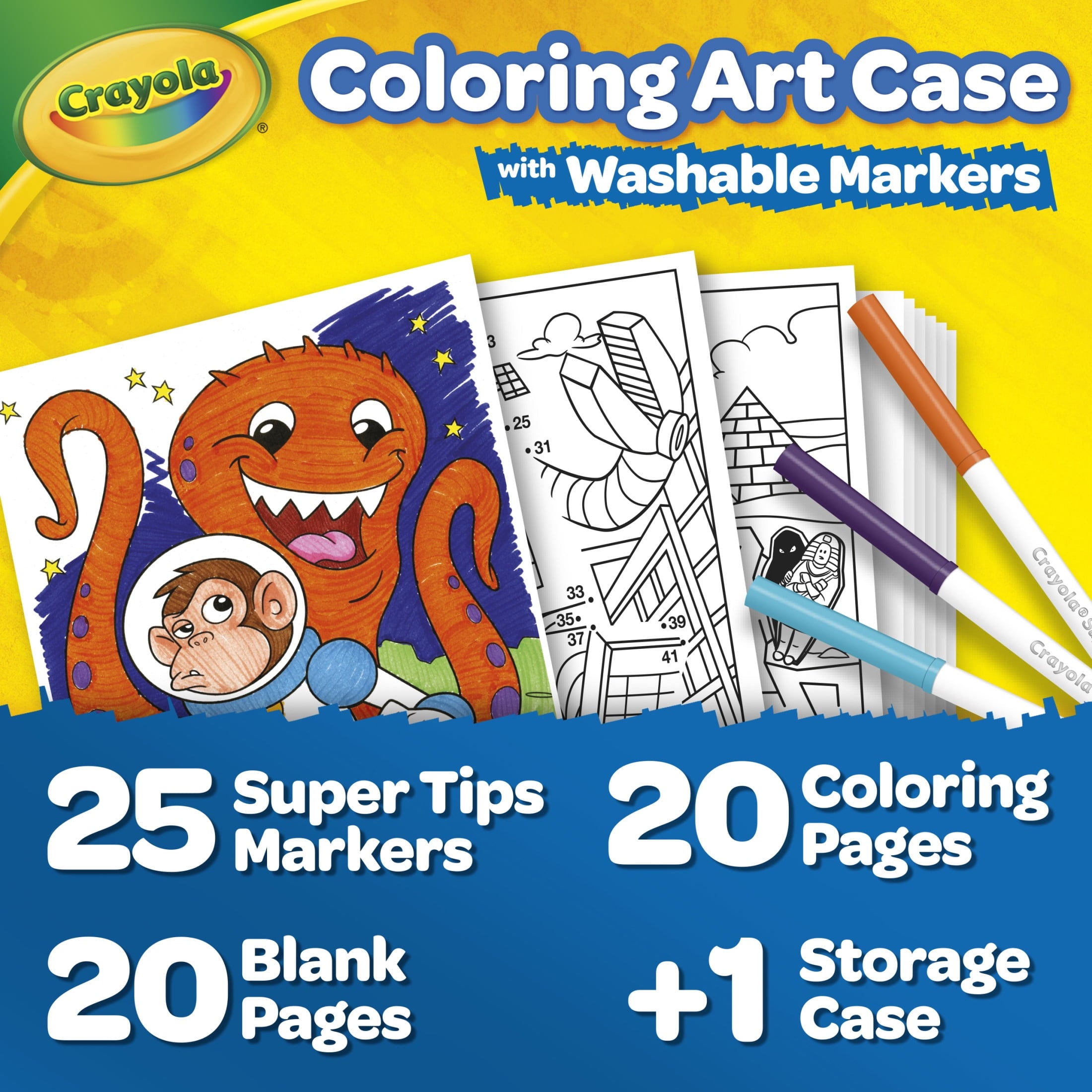 Crayola Create & Color Super Tips Marker Kit, 25 Ct with Storage, Back