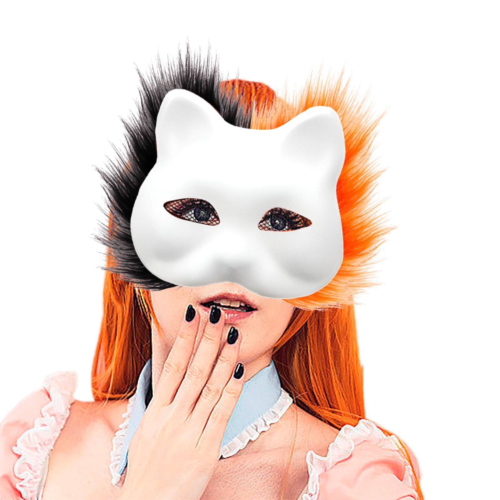 DIY Therian Mask Kit Blank Cat Mask with Felt Fabric Sheet Plush Eye M