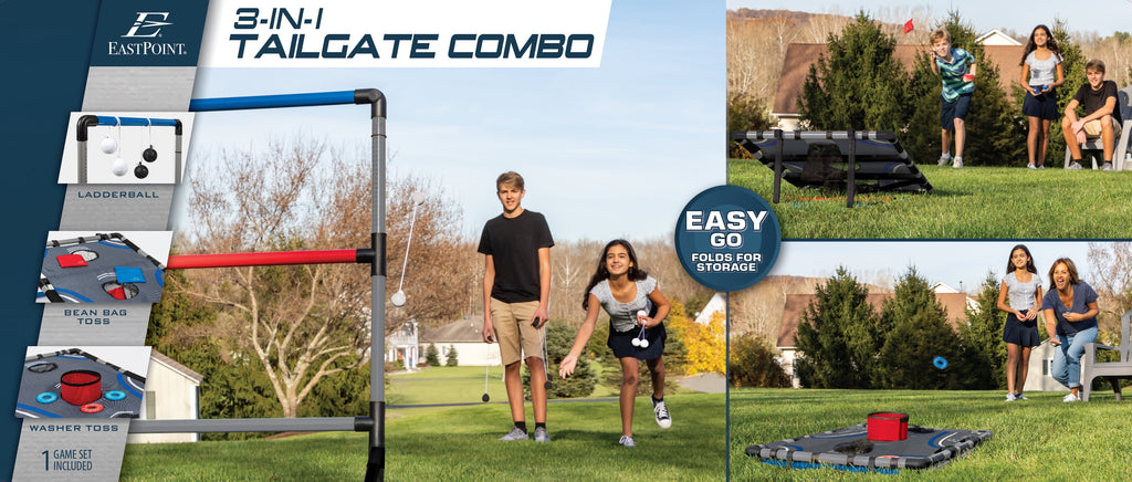EastPoint Sports 3-in-1 Tailgate Game Set - Cornhole, Ladderball, Wash
