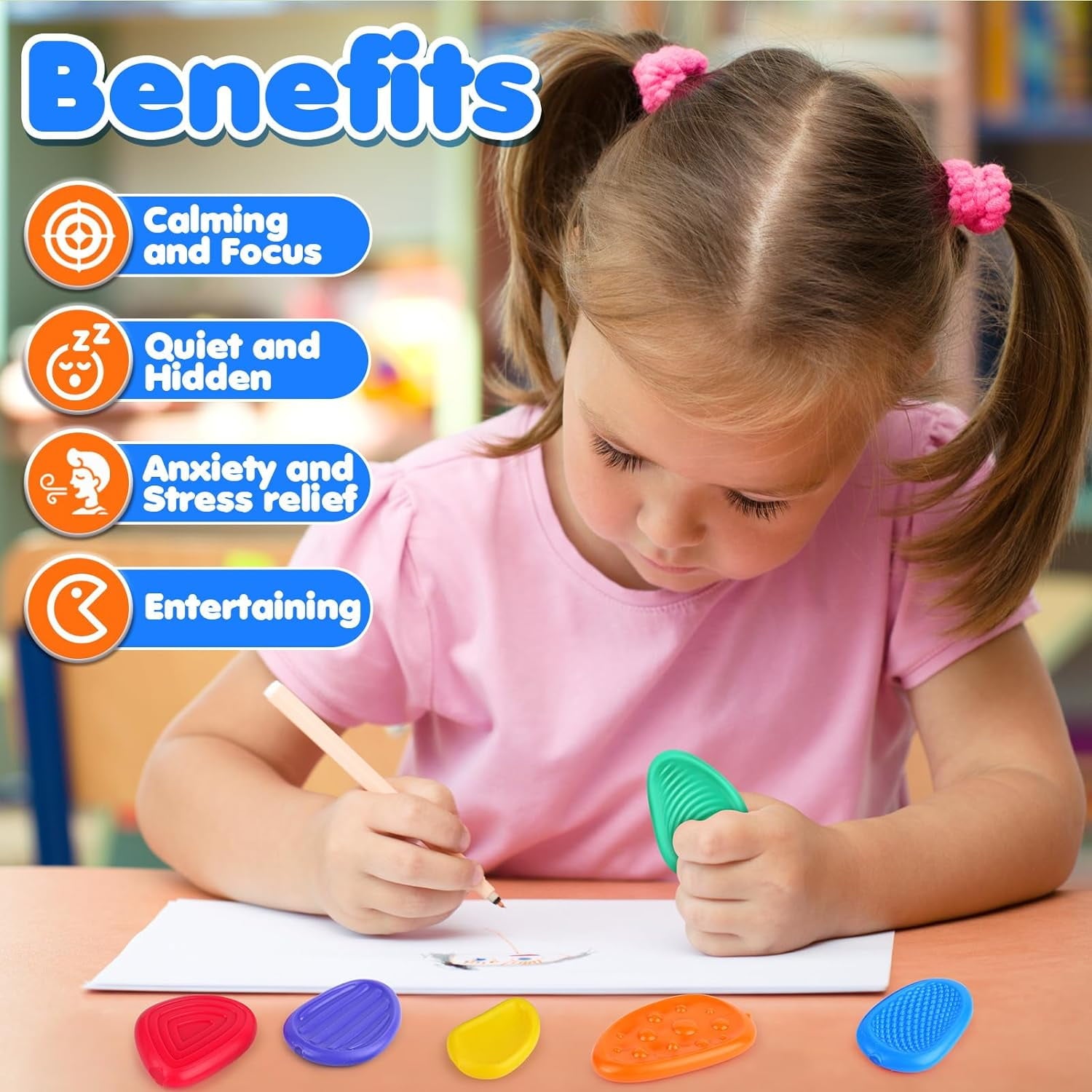Sensory Stone for Kids: 6 Pack Textured Soft Worry