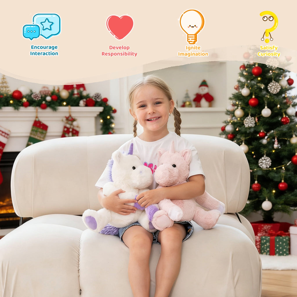 MorisMos Heatable & Coolable Unicorn Stuffed Animals Set,Weighted Micr