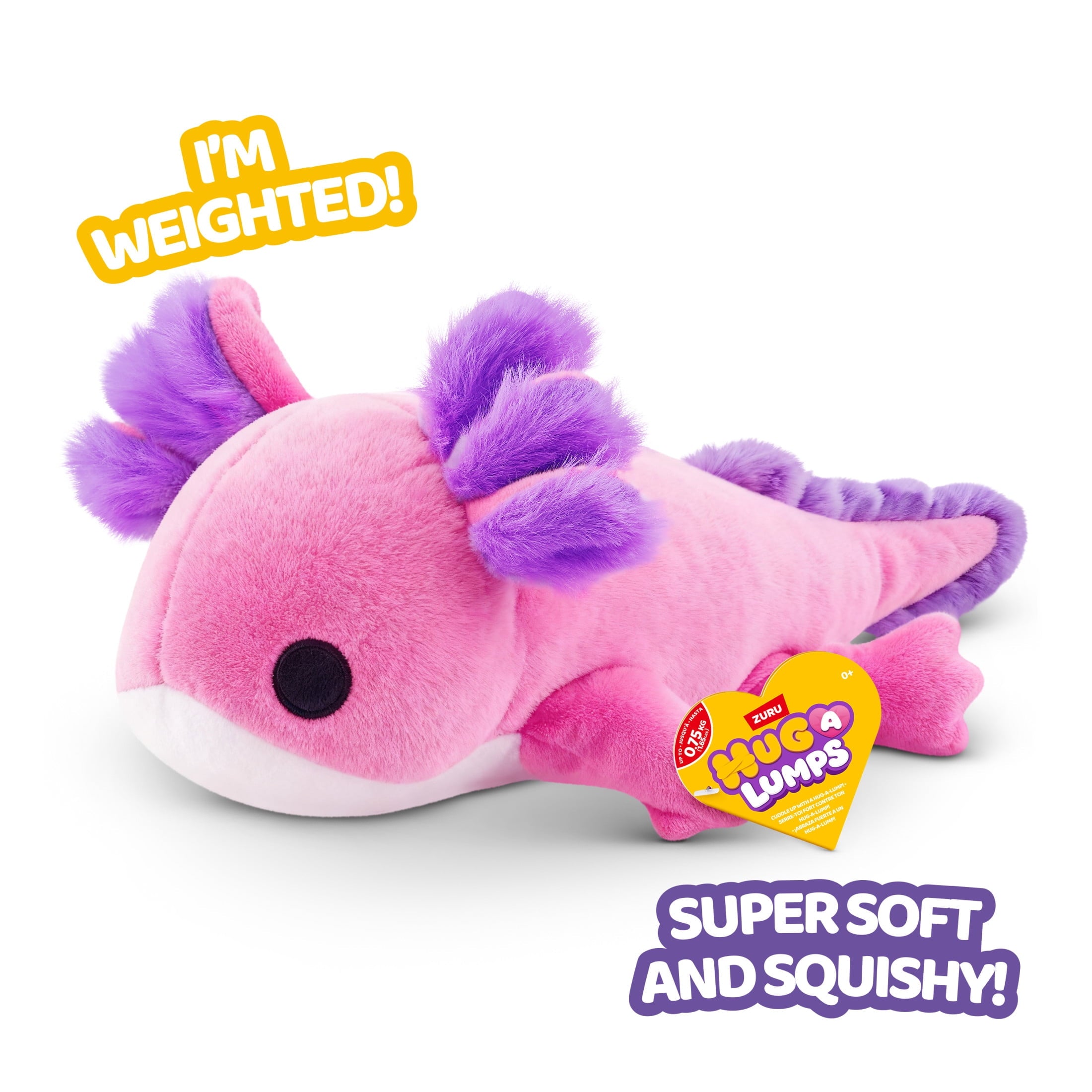 Hug a Lumps Ally the Axolotl by ZURU - Small 1.65lbs Cuddly Weighted P