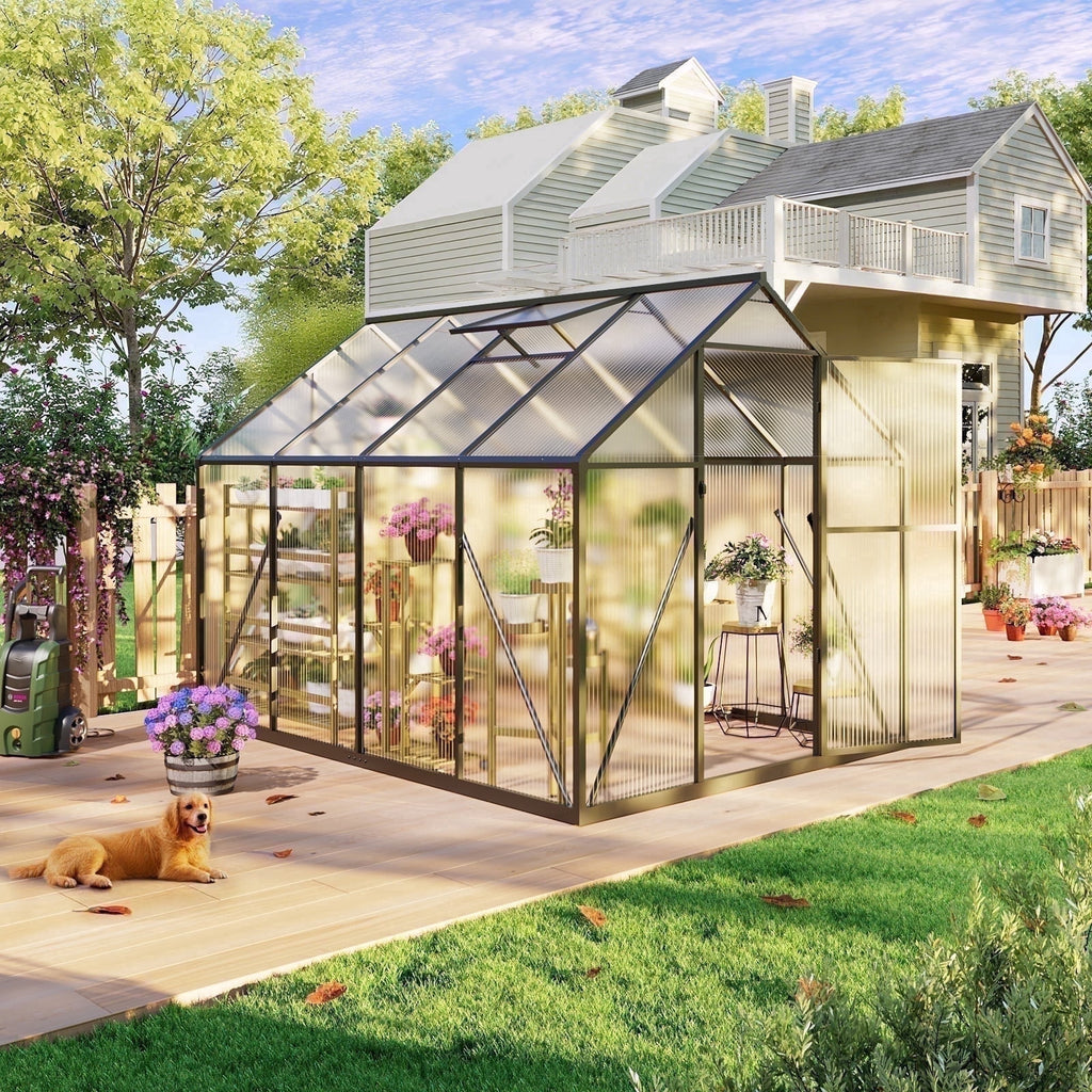 Sylviera 6x4ft Outdoor Walk-in Greenhouse, Heavy-Duty Polycarbonate Gr