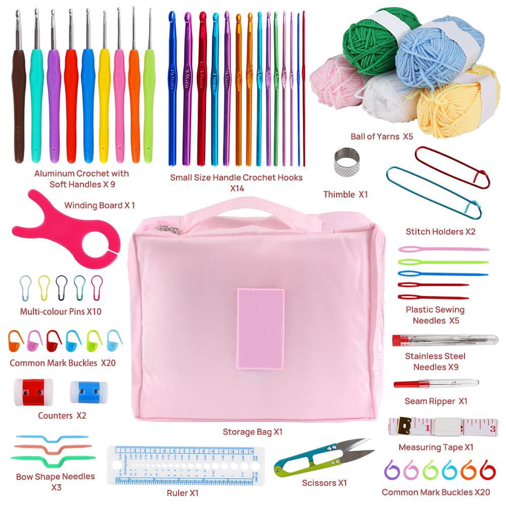 FGY 107 PCS Crochet Kit for Beginners Includes Crochet Hooks, Yarn and