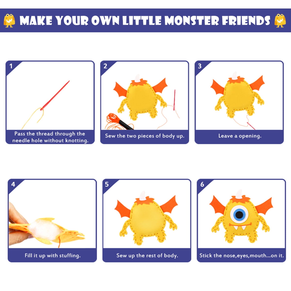 Austok Felt Craft Kit, DIY Sewing Felt Plush Animals for Kids Beginner