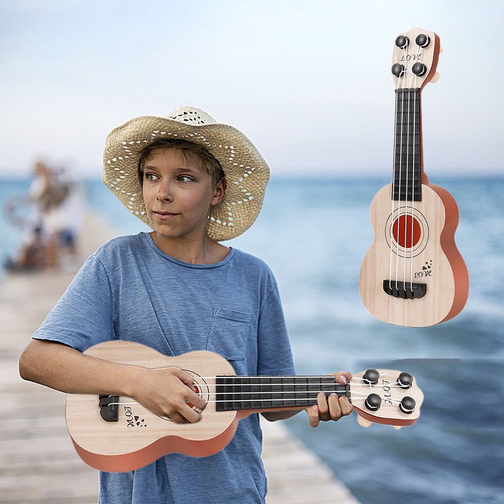 White Mini Ukulele Toy For Kids With Nylon Strings Educational Musical