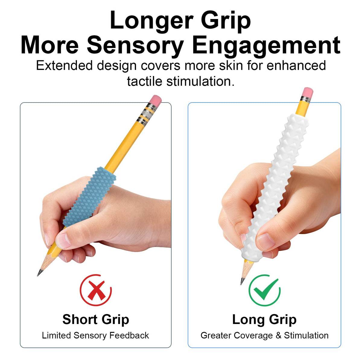 Sensory Pencil Grips for Kids & Adults, 4 Pack Textured ADHD Fidget Tools