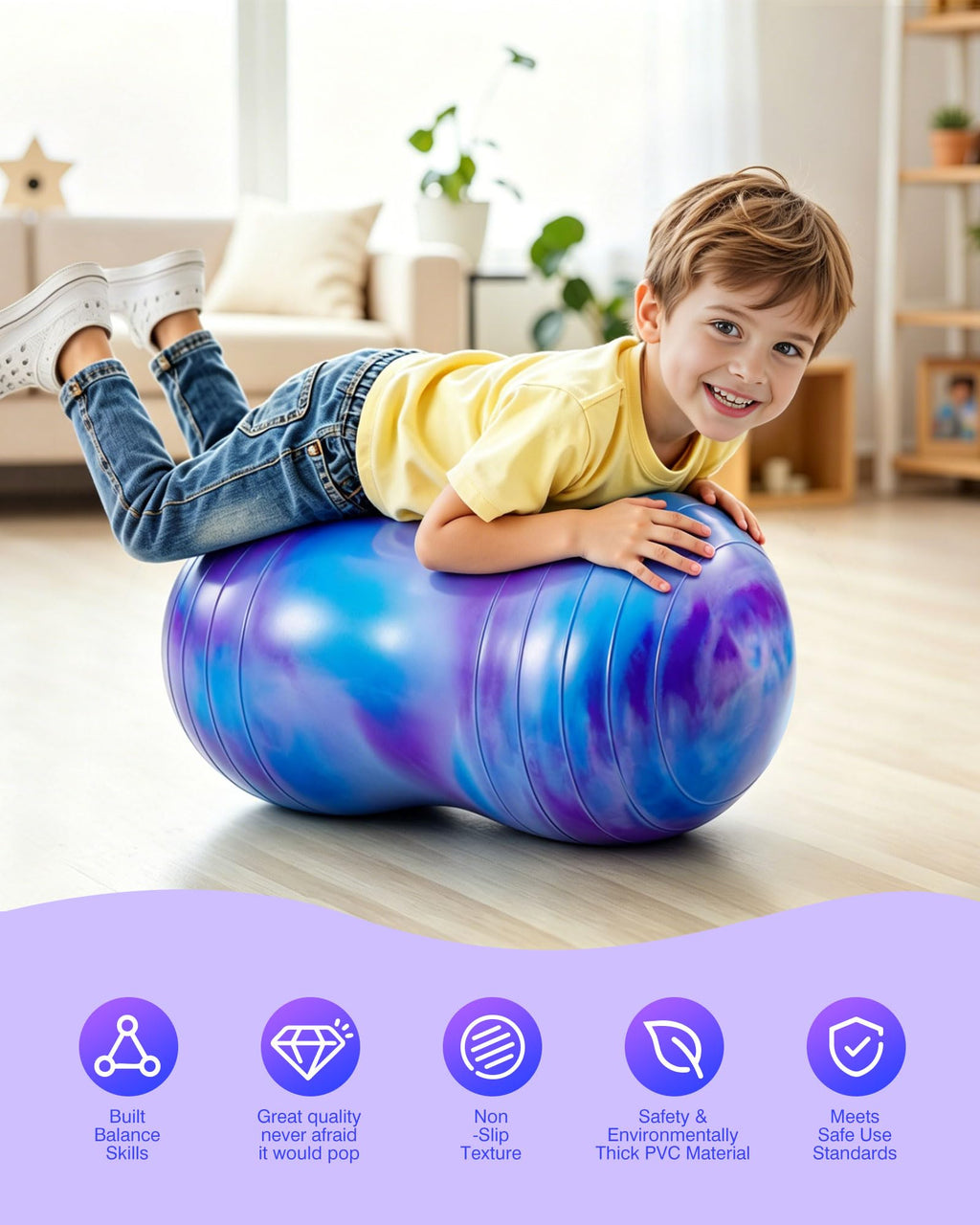 ZOOJOY Peanut Ball for Kids and Adults, 18/20Inch Anti-Burst Exercise Ball