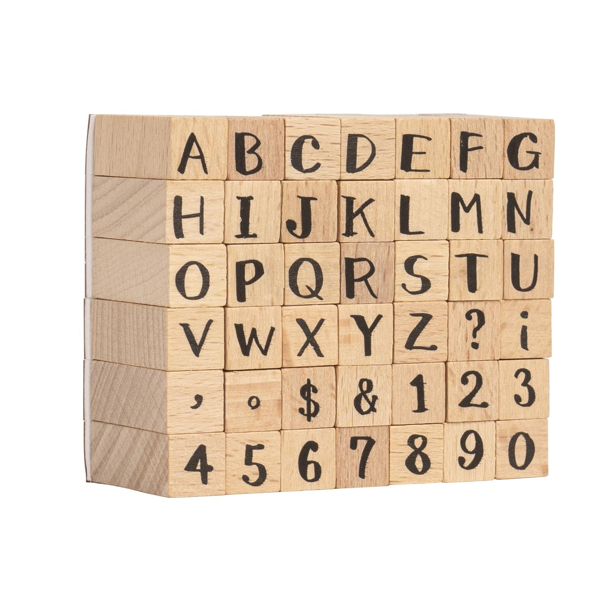 DIYOOHOMY 42-Piece Alphabet Letter Stamp Set – Lowercase, Numbers & Punctuation | Wood & Rubber