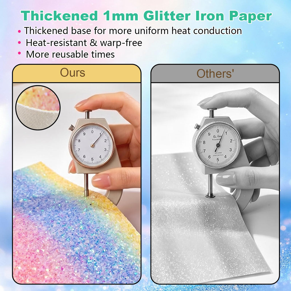 6 Sheets Rainbow Glitter Iron Paper for Perler Beads 7.8x6 Inch